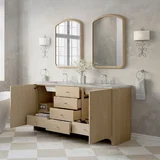 Gracyn 72" Double Vanity, Coastal Driftwood, w/ 3 CM Victorian Silver Silestone Top w/ FreePower Wireless Charger