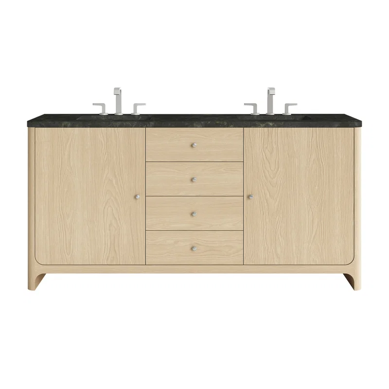 Gracyn 72" Double Vanity, Coastal Driftwood, w/ 3 CM Phantome Eclos Widespread Top