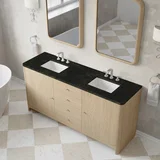 Gracyn 72" Double Vanity, Coastal Driftwood, w/ 3 CM Phantome Eclos Widespread Top