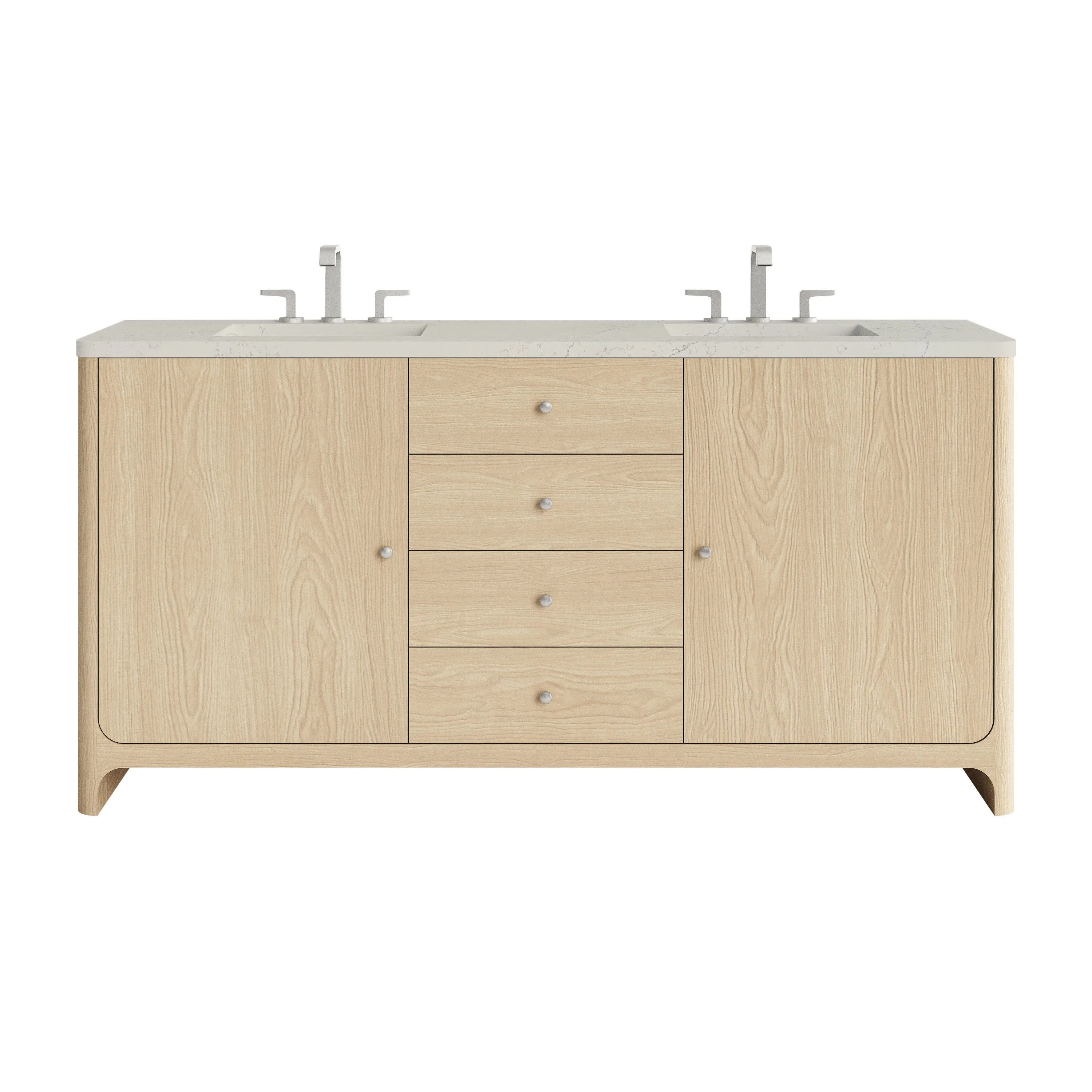 Gracyn 72" Double Vanity, Coastal Driftwood, w/ 3 CM Siberian Silestone Widespread Top