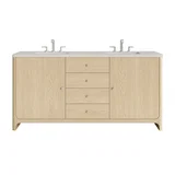 Gracyn 72" Double Vanity, Coastal Driftwood, w/ 3 CM Siberian Silestone Widespread Top