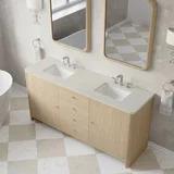 Gracyn 72" Double Vanity, Coastal Driftwood, w/ 3 CM Siberian Silestone Widespread Top