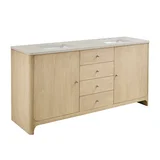 Gracyn 72" Double Vanity, Coastal Driftwood, w/ 3 CM Siberian Silestone Widespread Top