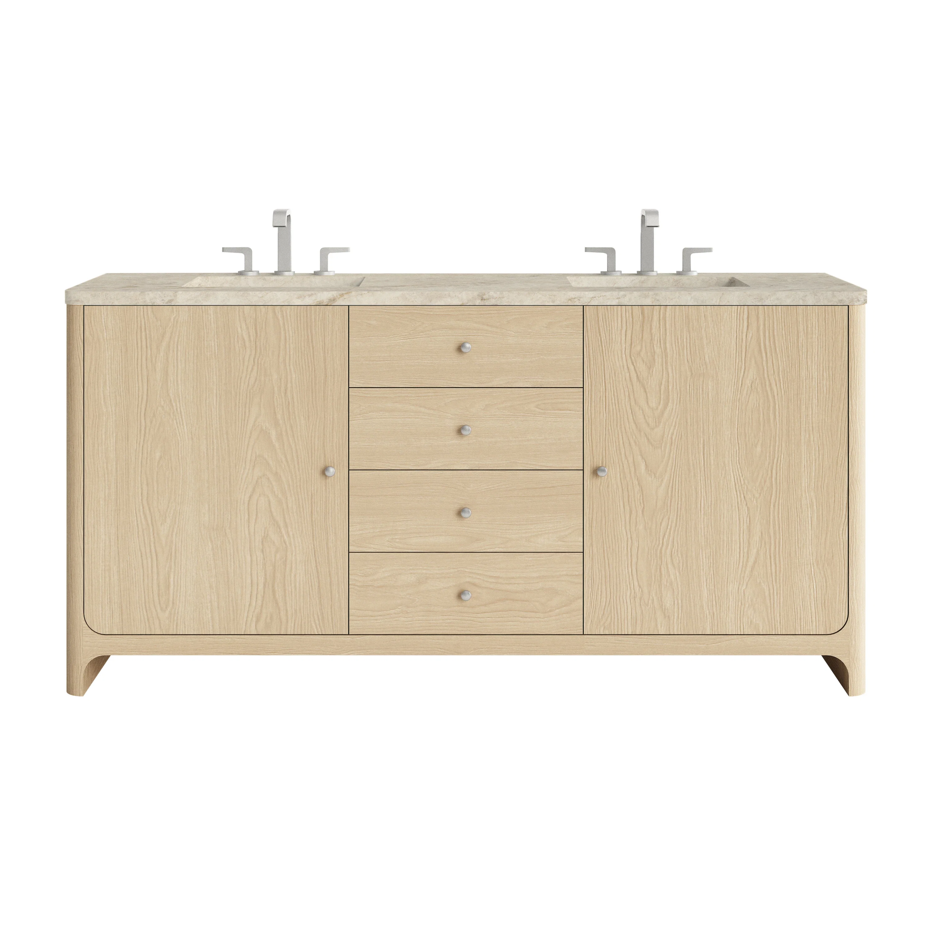 Gracyn 72" Double Vanity, Coastal Driftwood, w/ 3 CM Tajnar Eclos Widespread Top