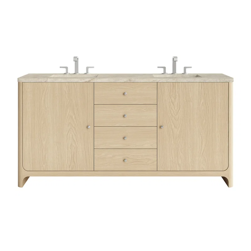 Gracyn 72" Double Vanity, Coastal Driftwood, w/ 3 CM Tajnar Eclos Widespread Top