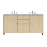 Gracyn 72" Double Vanity, Coastal Driftwood, w/ 3 CM Victorian Silver Quartz Widespread Top