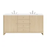 Gracyn 72" Double Vanity, Coastal Driftwood, w/ 3 CM White Zeus Quartz Widespread Top