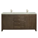 Gracyn 72" Double Vanity, Sable, w/ 3 CM Victorian Silver Quartz Top