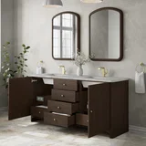 Gracyn 72" Double Vanity, Sable, w/ 3 CM Victorian Silver Quartz Top