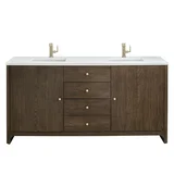 Gracyn 72" Double Vanity, Sable, w/ 3 CM White Zeus Quartz Top