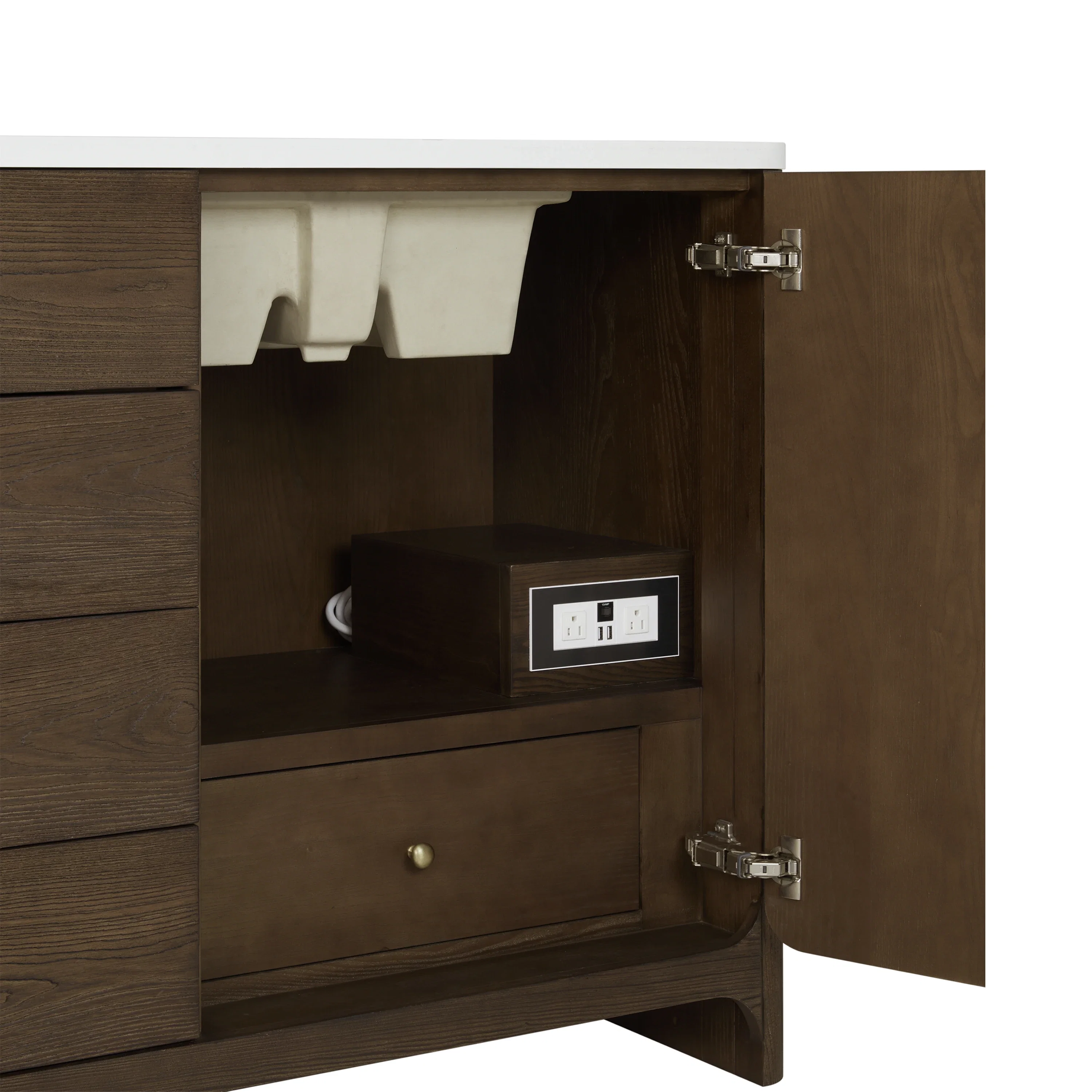 Gracyn 72" Double Vanity, Sable, w/ 3 CM White Zeus Quartz Top