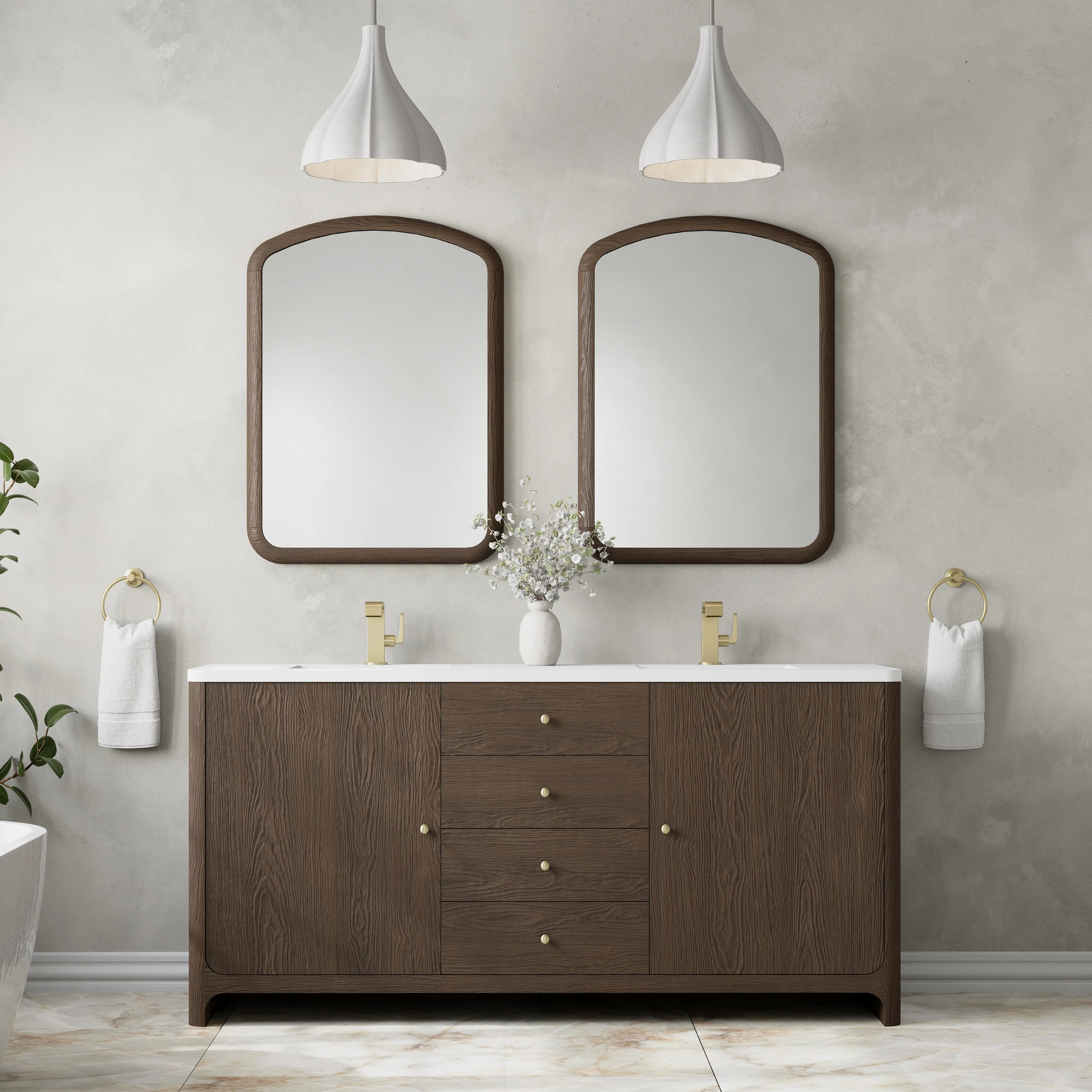 Gracyn 72" Double Vanity, Sable, w/ 3 CM White Zeus Quartz Top
