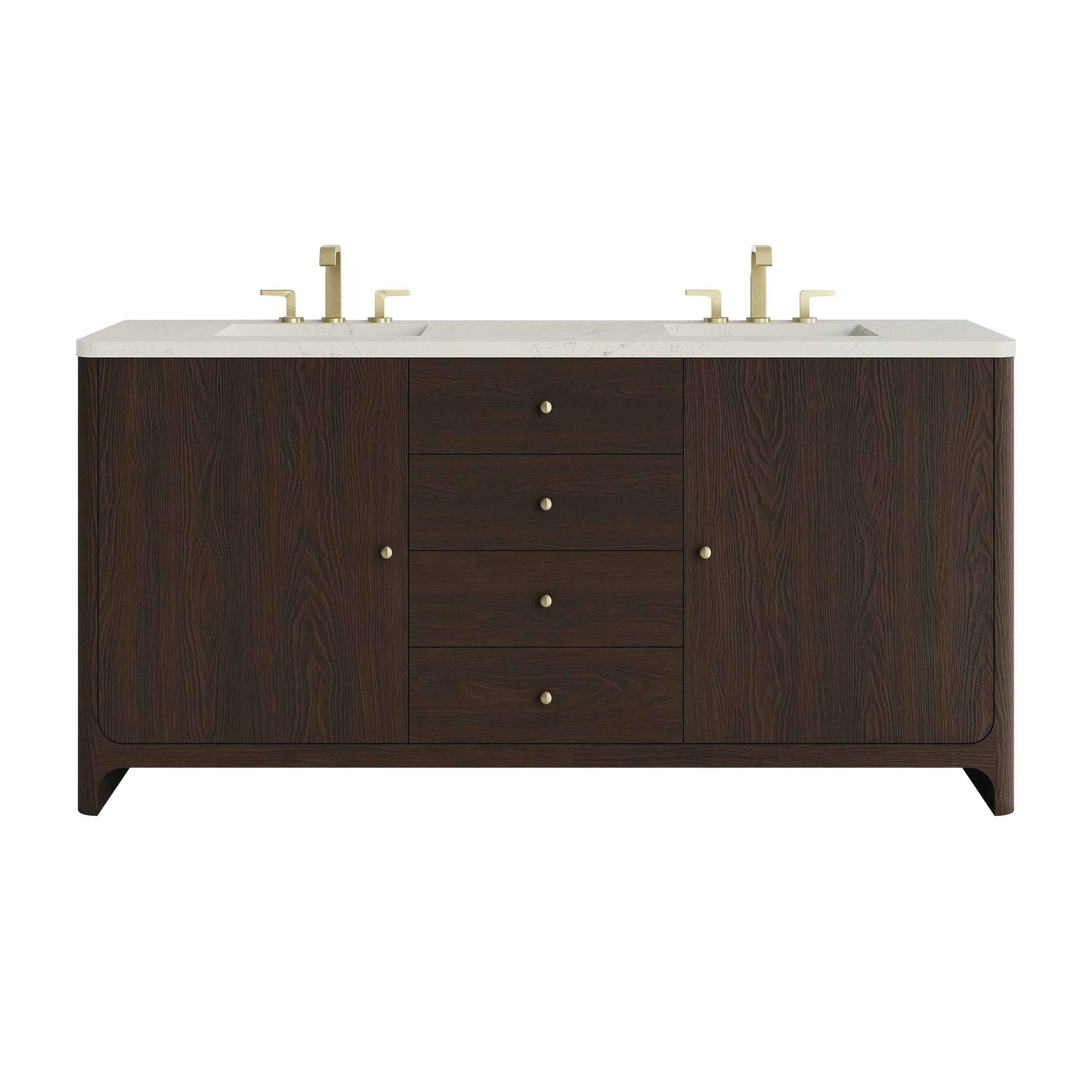 Gracyn 72" Double Vanity, Sable, w/ 3 CM Siberian Silestone Top w/FreePower Wireless Charger