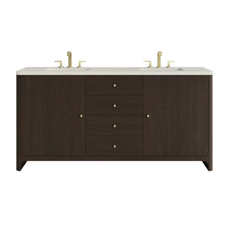 Gracyn 72" Double Vanity, Sable, w/ 3 CM Siberian Silestone Top w/FreePower Wireless Charger