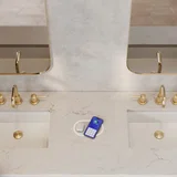Gracyn 72" Double Vanity, Sable, w/ 3 CM Victorian Silver Silestone Top w/ FreePower Wireless Charger