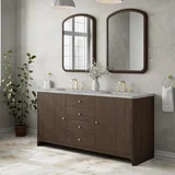 Gracyn 72" Double Vanity, Sable, w/ 3 CM Victorian Silver Silestone Top w/ FreePower Wireless Charger