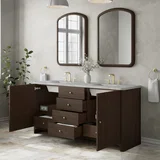 Gracyn 72" Double Vanity, Sable, w/ 3 CM Victorian Silver Silestone Top w/ FreePower Wireless Charger