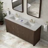 Gracyn 72" Double Vanity, Sable, w/ 3 CM Victorian Silver Silestone Top w/ FreePower Wireless Charger