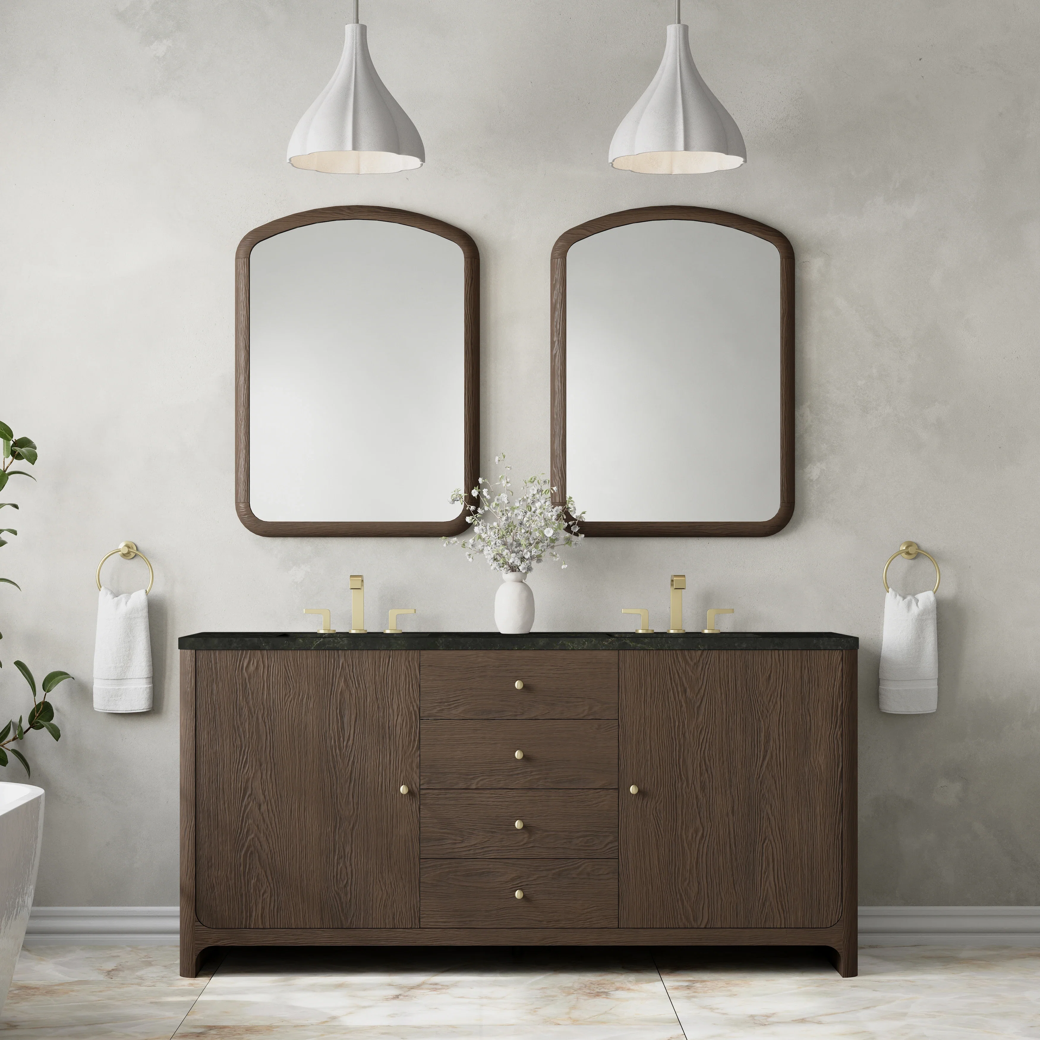 Gracyn 72" Double Vanity, Sable, w/ 3 CM Phantome Eclos Widespread Top
