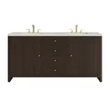 Gracyn 72" Double Vanity, Sable, w/ 3 CM Siberian Silestone Widespread Top