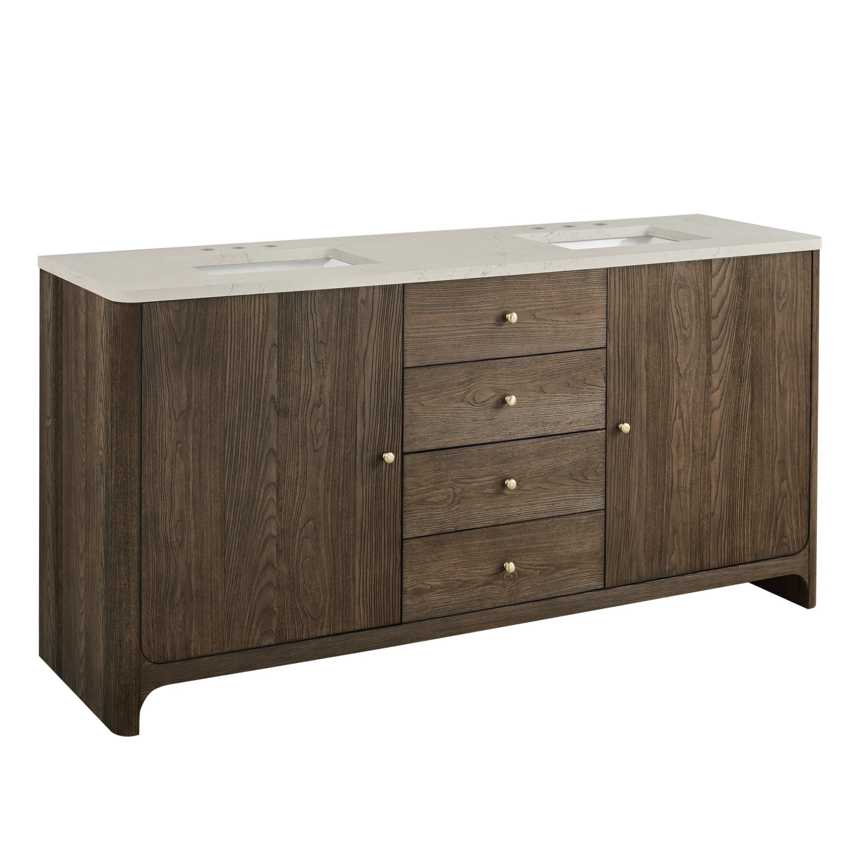 Gracyn 72" Double Vanity, Sable, w/ 3 CM Siberian Silestone Widespread Top