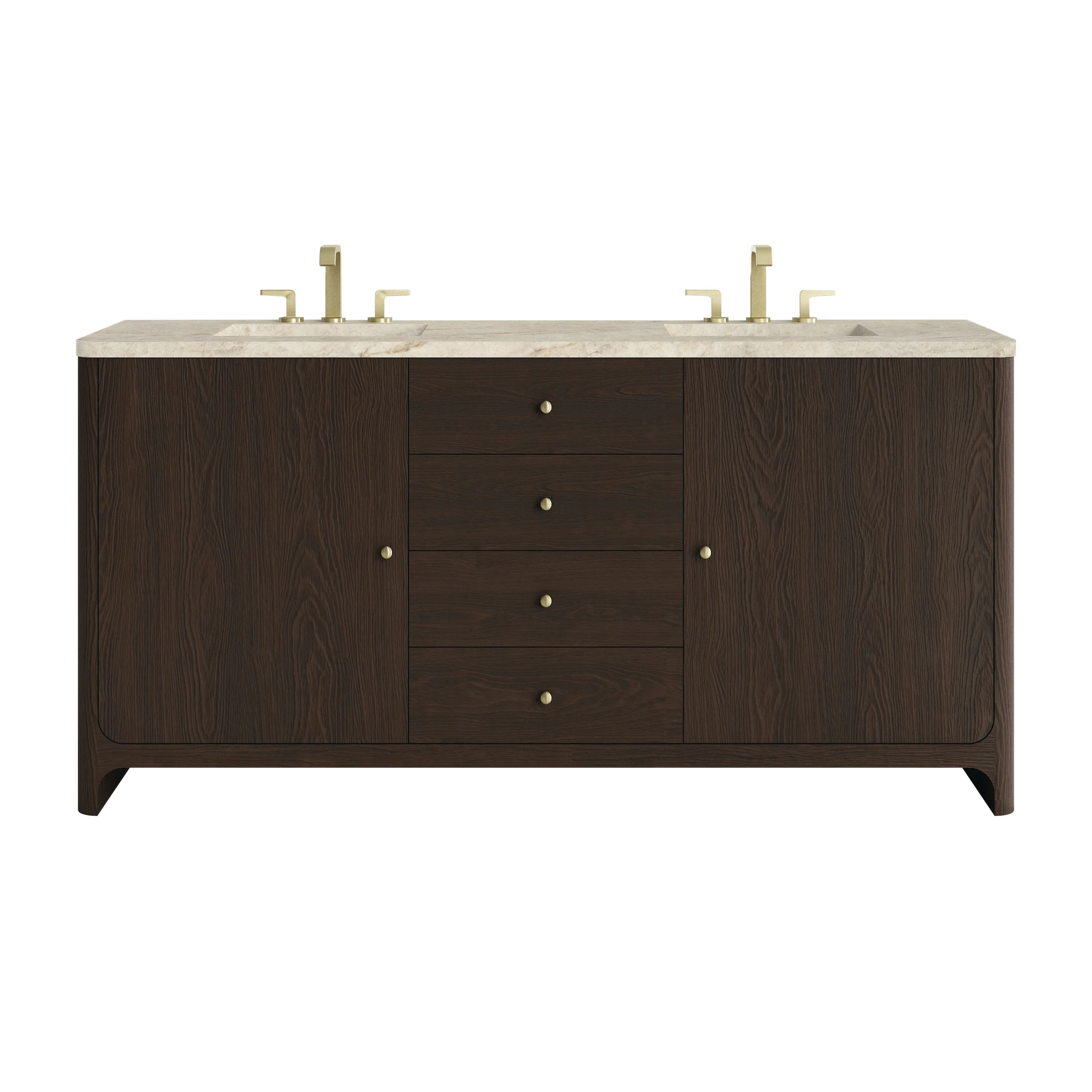 Gracyn 72" Double Vanity, Sable, w/ 3 CM Tajnar Eclos Widespread Top