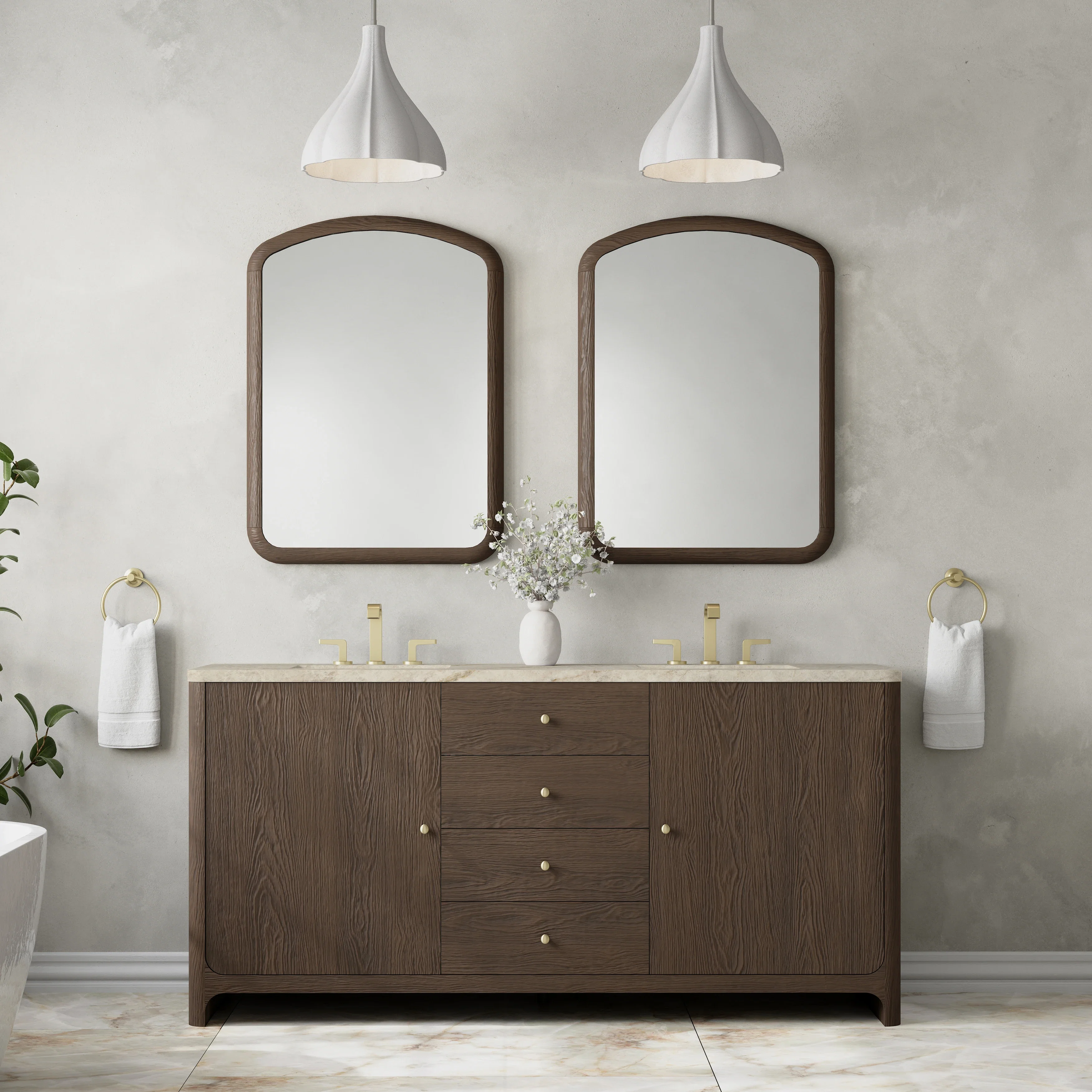 Gracyn 72" Double Vanity, Sable, w/ 3 CM Tajnar Eclos Widespread Top