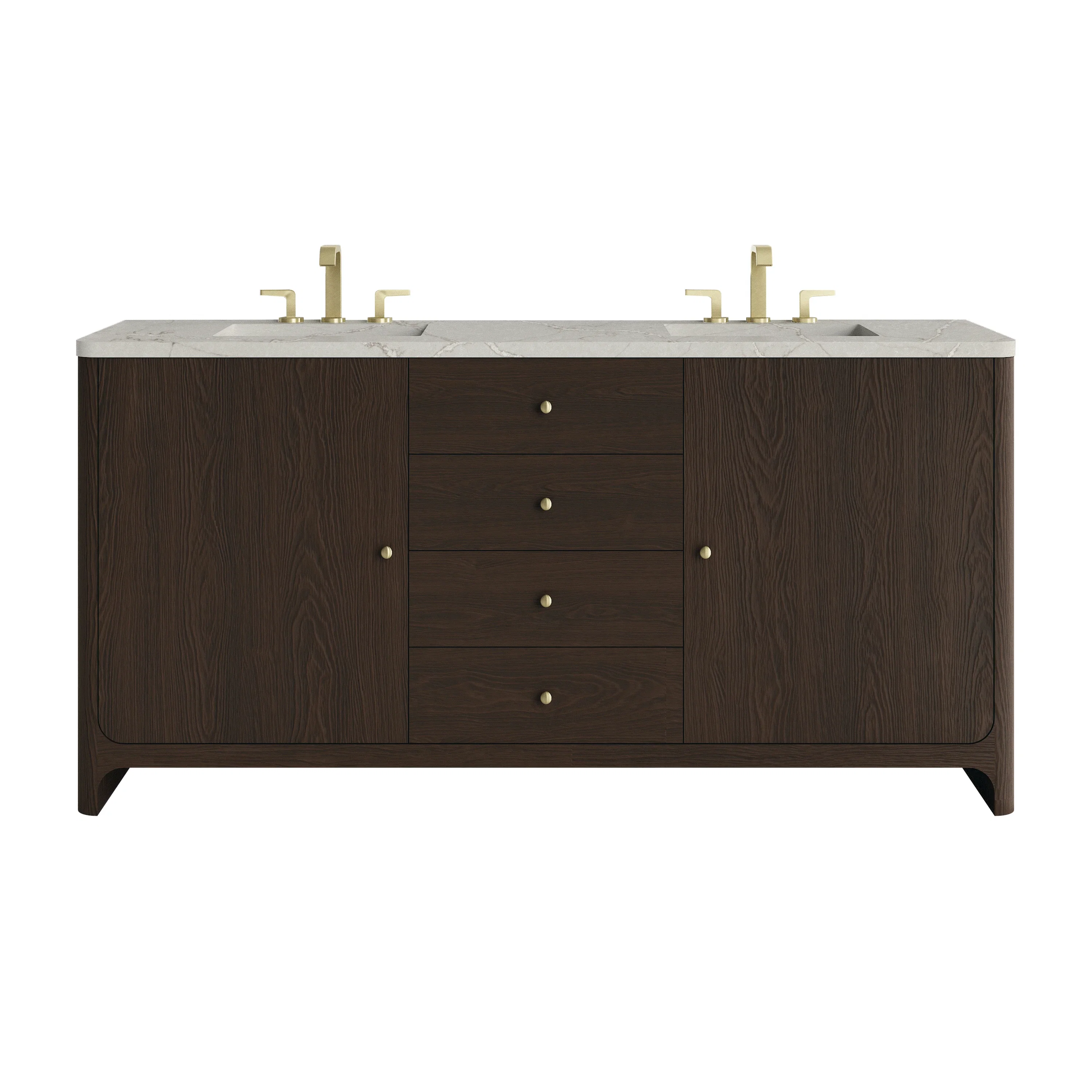 Gracyn 72" Double Vanity, Sable, w/ 3 CM Victorian Silver Quartz Widespread Top