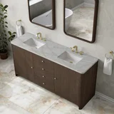 Gracyn 72" Double Vanity, Sable, w/ 3 CM Victorian Silver Quartz Widespread Top