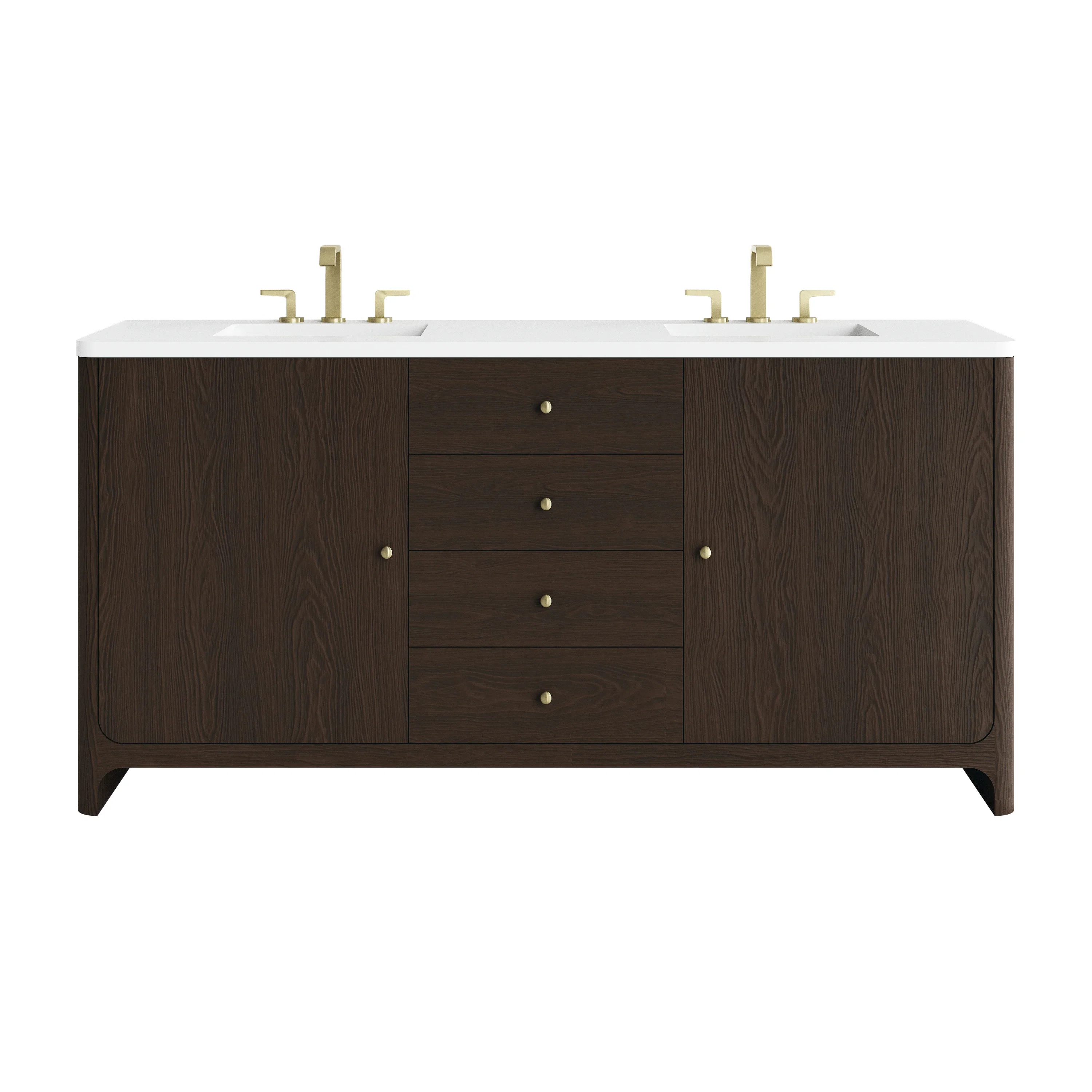 Gracyn 72" Double Vanity, Sable, w/ 3 CM White Zeus Quartz Widespread Top