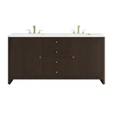 Gracyn 72" Double Vanity, Sable, w/ 3 CM White Zeus Quartz Widespread Top