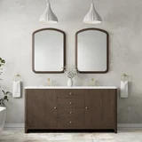 Gracyn 72" Double Vanity, Sable, w/ 3 CM White Zeus Quartz Widespread Top