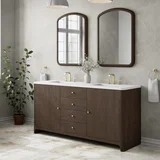 Gracyn 72" Double Vanity, Sable, w/ 3 CM White Zeus Quartz Widespread Top