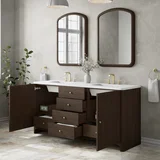 Gracyn 72" Double Vanity, Sable, w/ 3 CM White Zeus Quartz Widespread Top