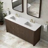 Gracyn 72" Double Vanity, Sable, w/ 3 CM White Zeus Quartz Widespread Top