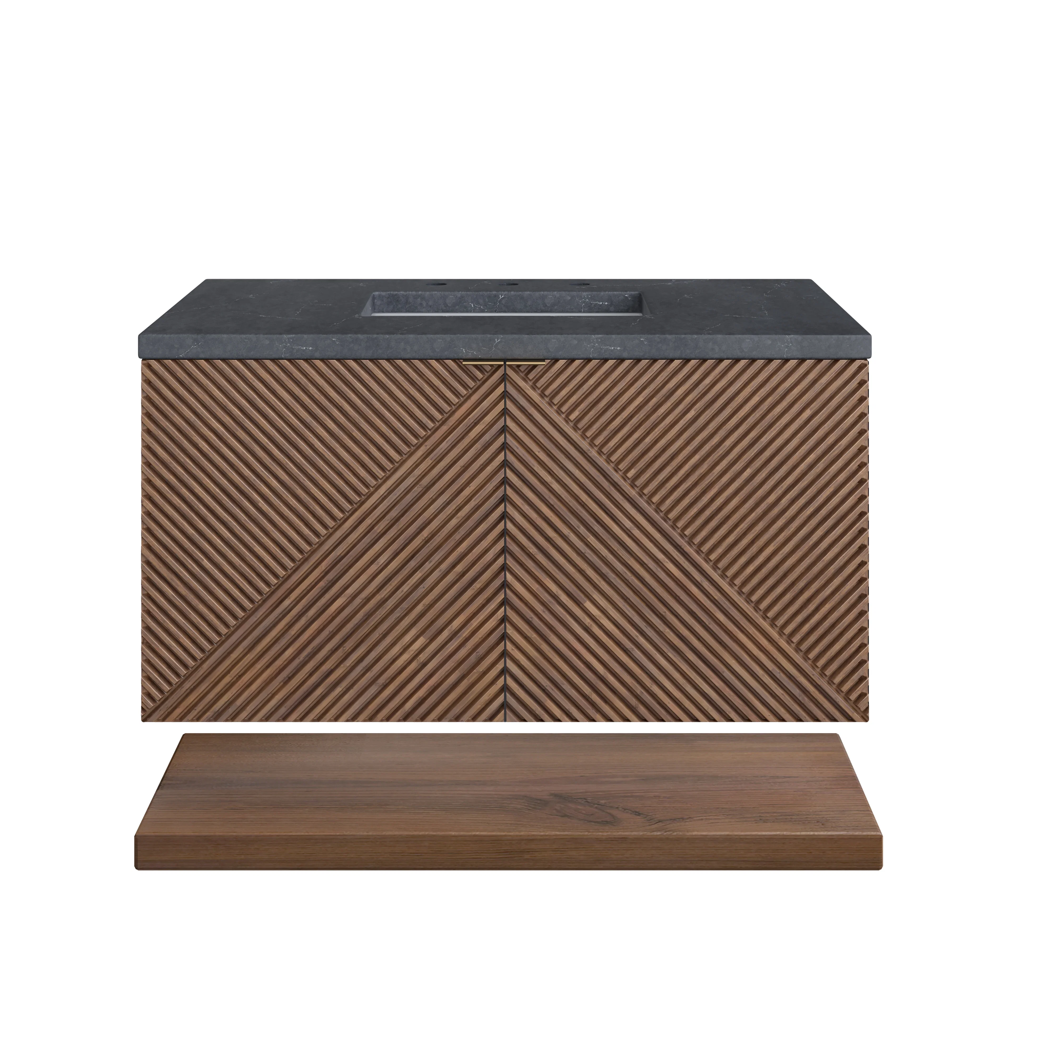 Marcello 36" Single Vanity, Chestnut w/ 3 CM Charcoal Soapstone Top