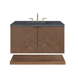 Marcello 36" Single Vanity, Chestnut w/ 3 CM Charcoal Soapstone Top