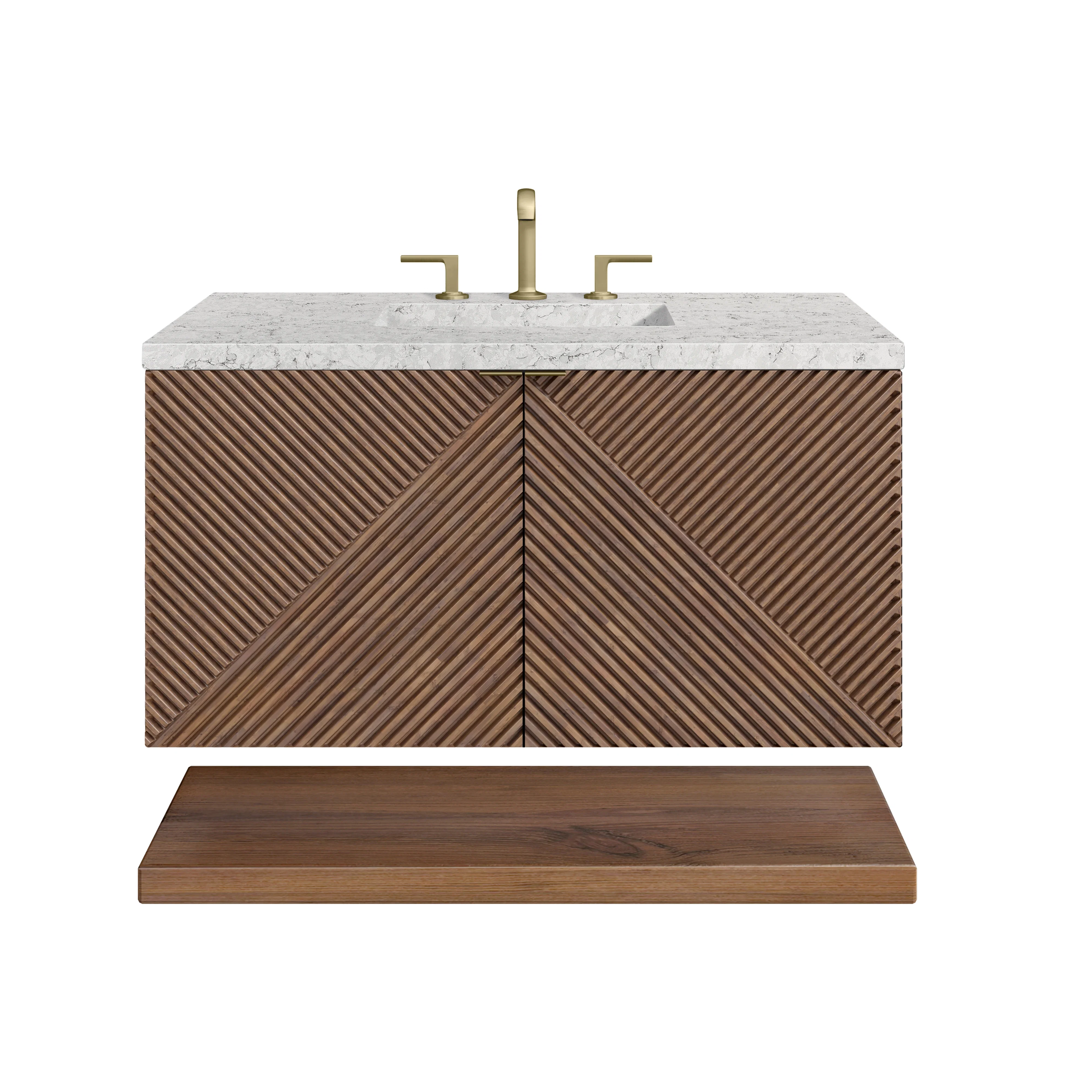 Marcello 36" Single Vanity, Chestnut w/ 3 CM Eternal Jasmine Pearl Top