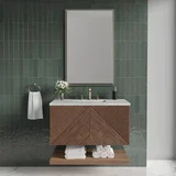 Marcello 36" Single Vanity, Chestnut w/ 3 CM Eternal Jasmine Pearl Top