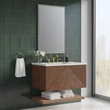 Marcello 36" Single Vanity, Chestnut w/ 3 CM Eternal Jasmine Pearl Top
