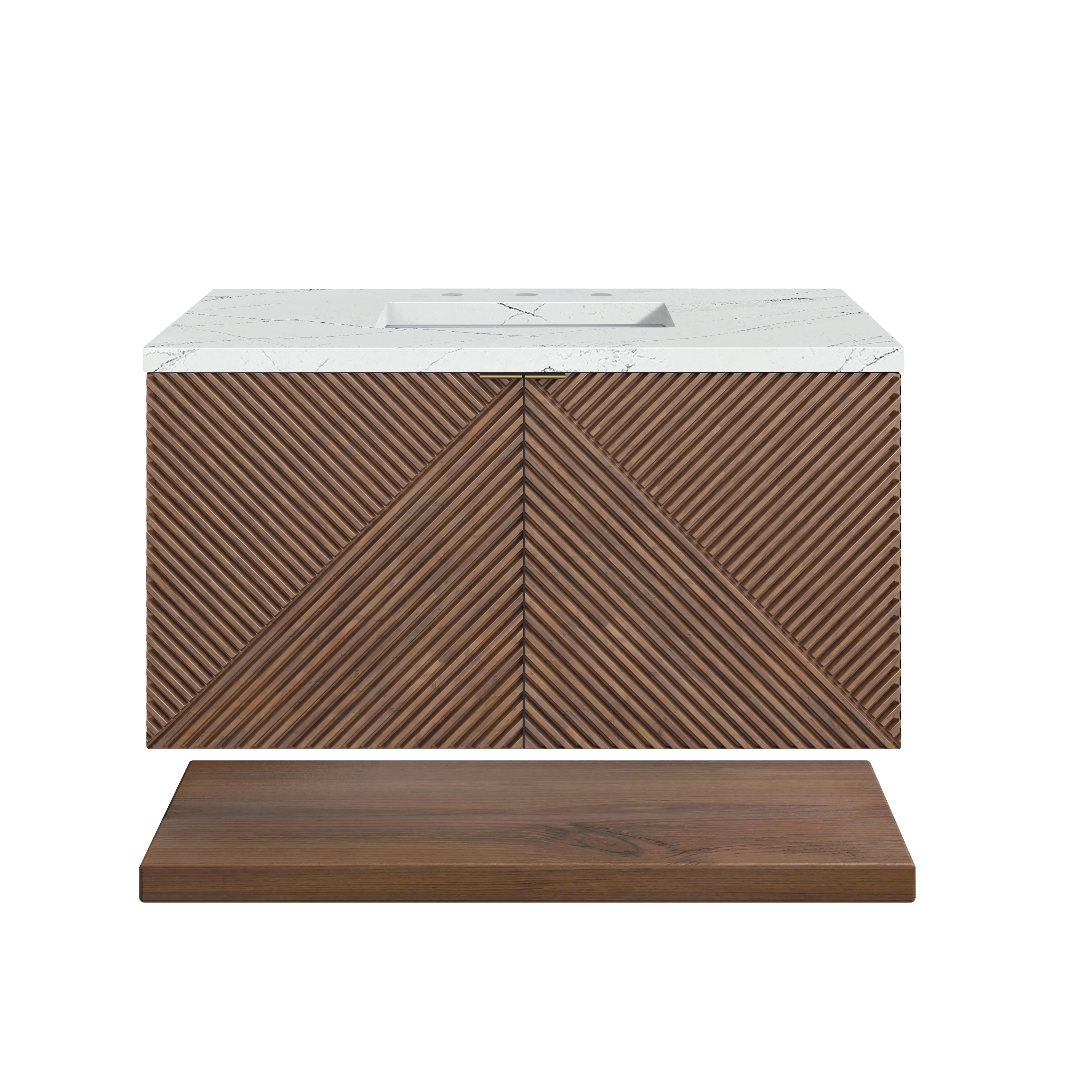 Marcello 36" Single Vanity, Chestnut w/ 3 CM Ethereal Noctis Top