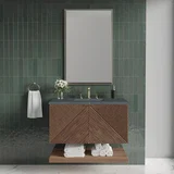 Marcello 36" Single Vanity, Chestnut w/ 3 CM Parisien Bleu Top
