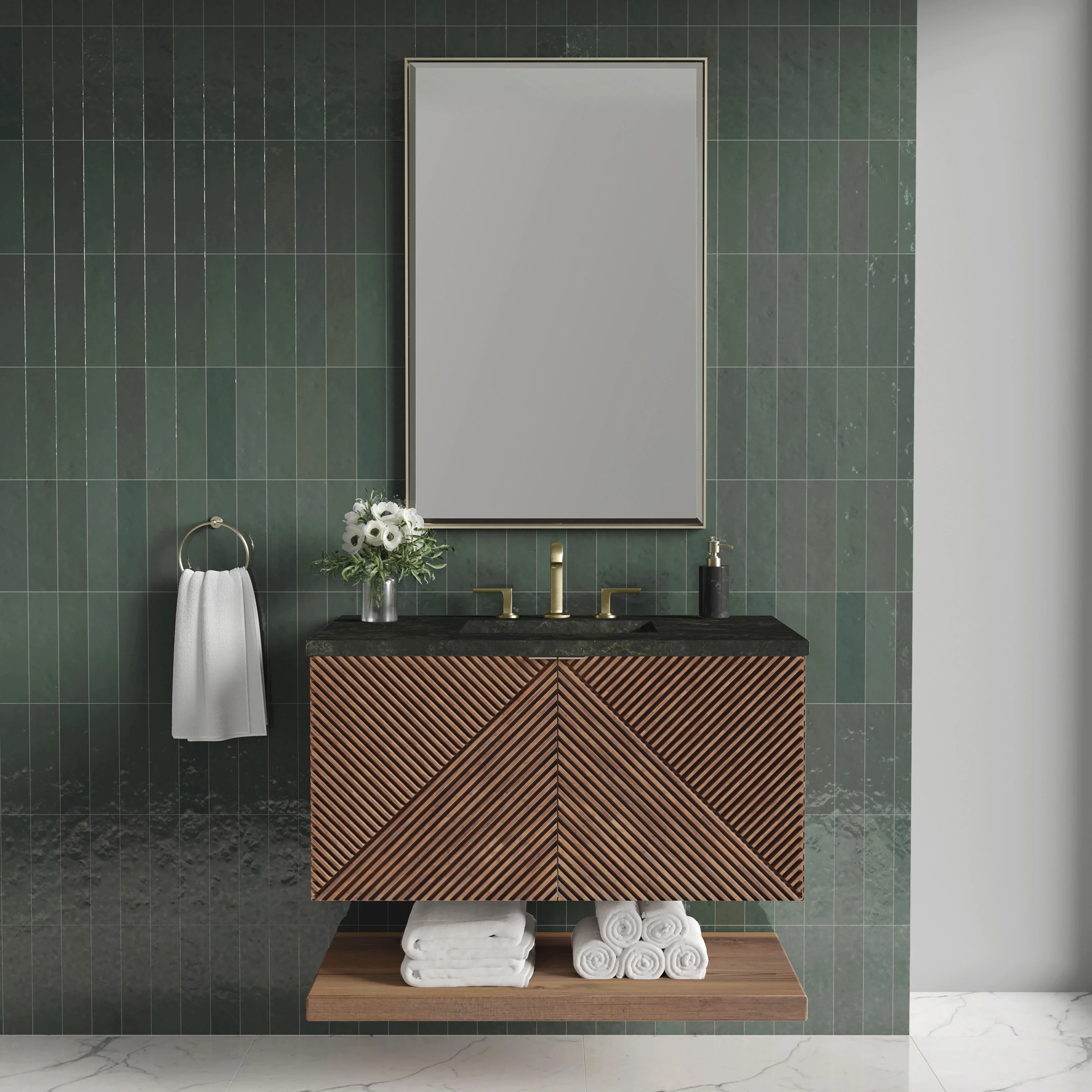 Marcello 36" Single Vanity, Chestnut, w/ 3 CM Phantome Eclos Top