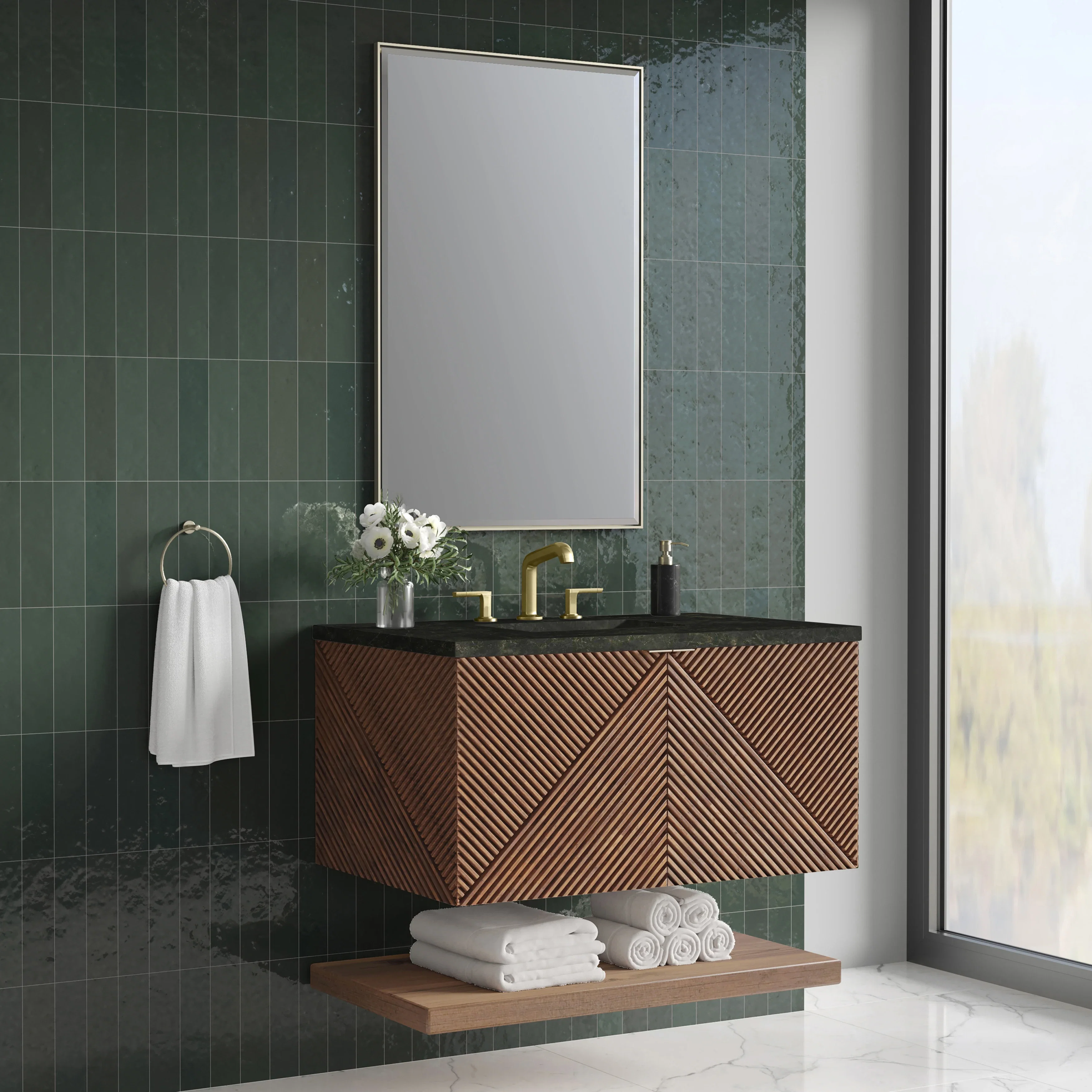 Marcello 36" Single Vanity, Chestnut, w/ 3 CM Phantome Eclos Top