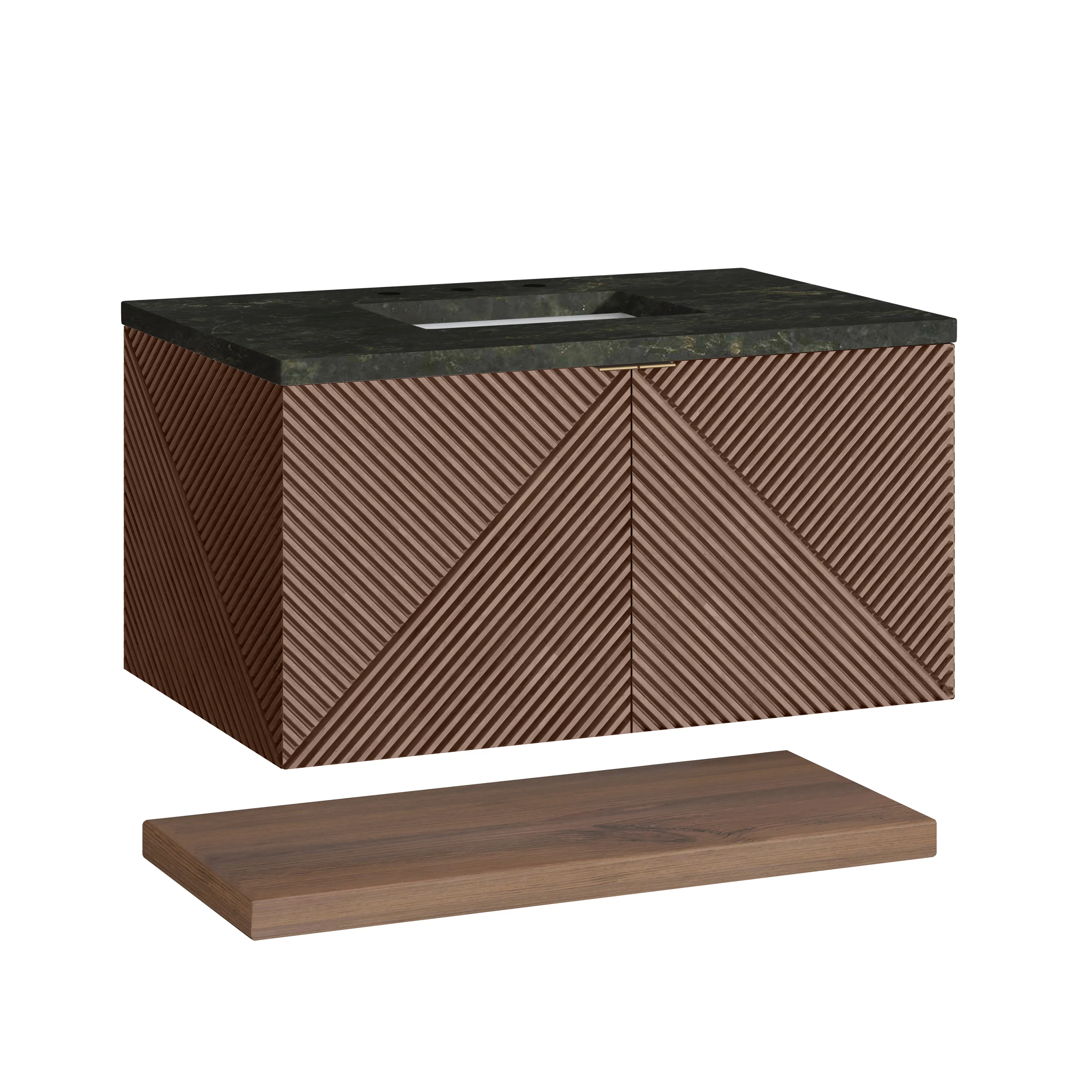 Marcello 36" Single Vanity, Chestnut, w/ 3 CM Phantome Eclos Top