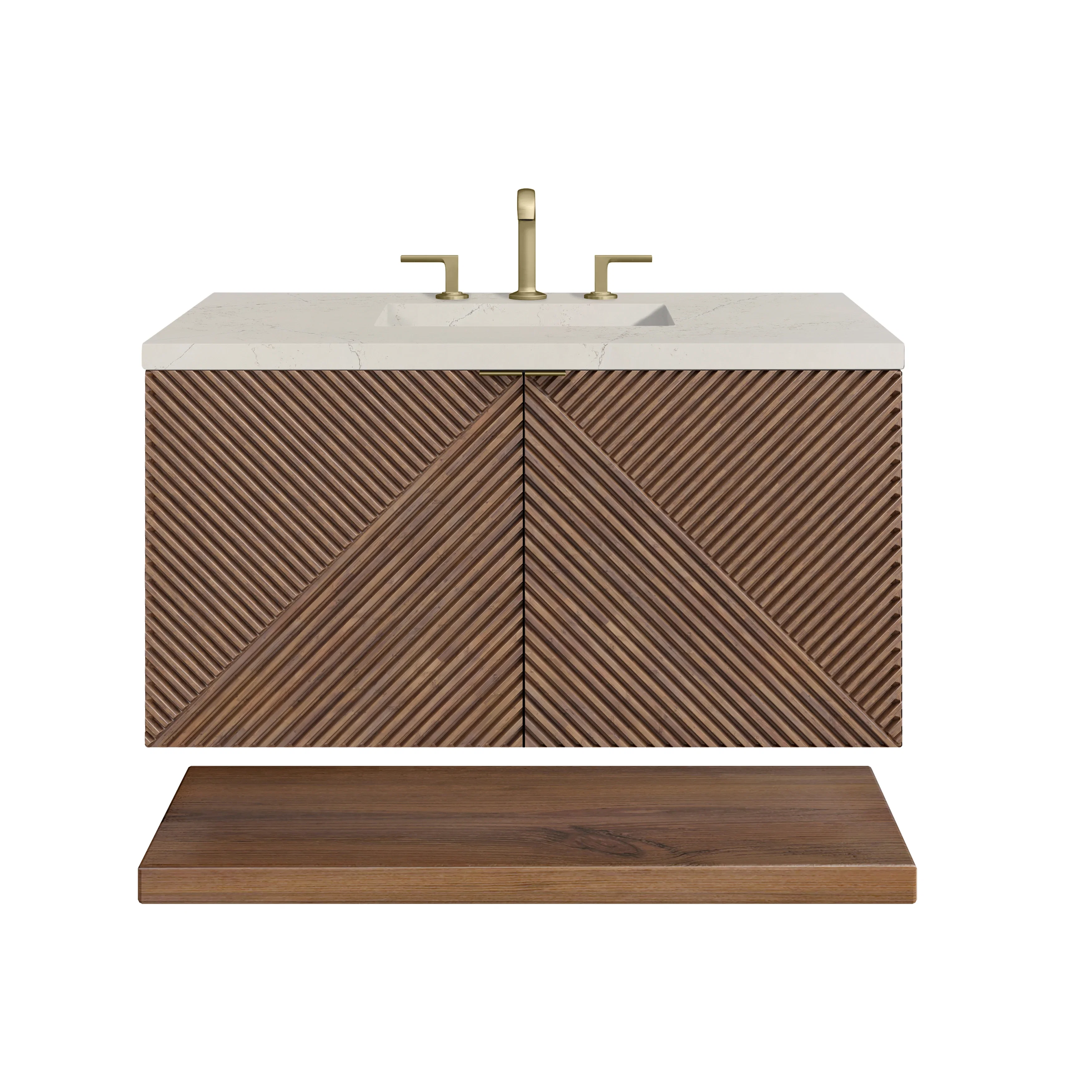 Marcello 36" Single Vanity, Chestnut, w/ 3 CM Siberian Silestone Top