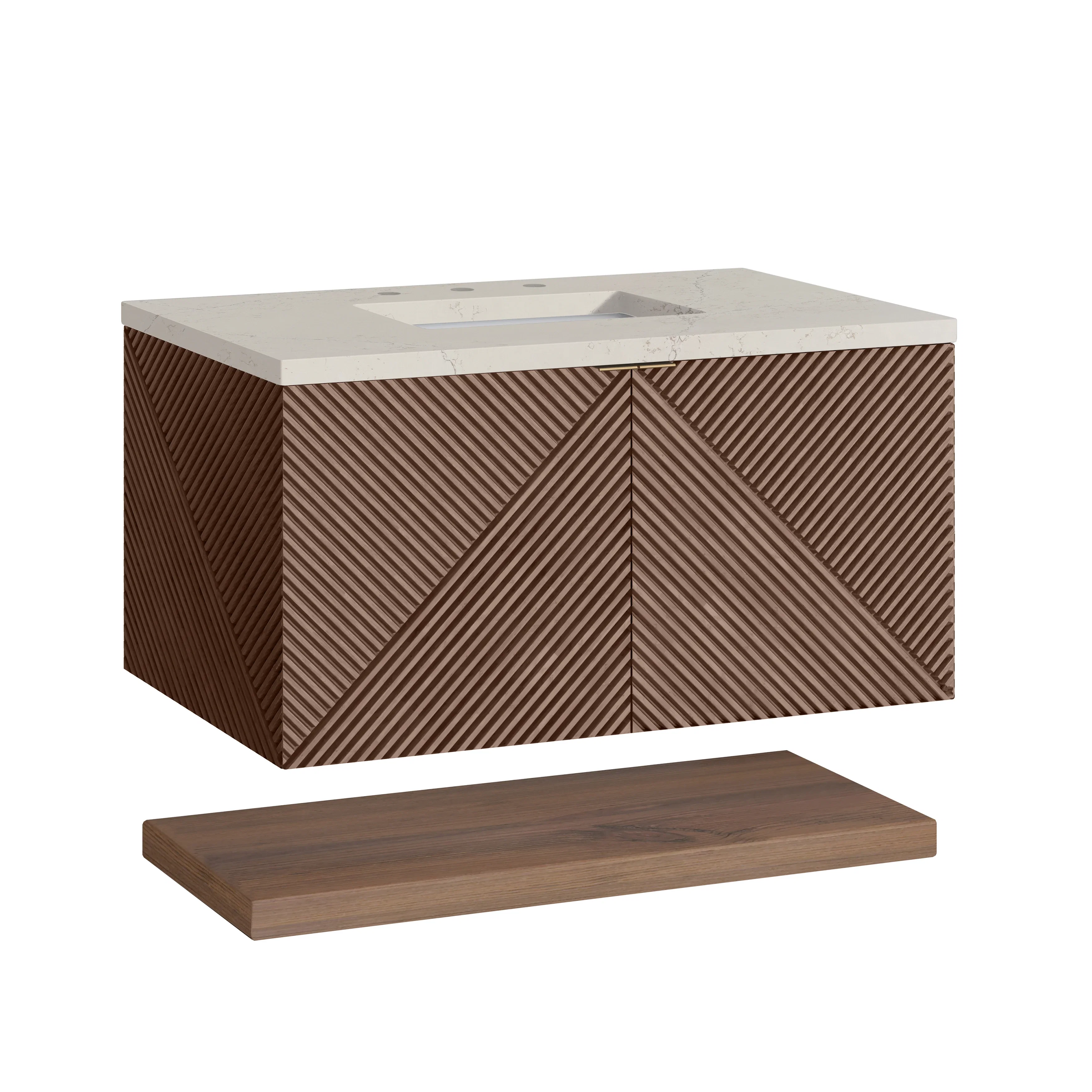 Marcello 36" Single Vanity, Chestnut, w/ 3 CM Siberian Silestone Top