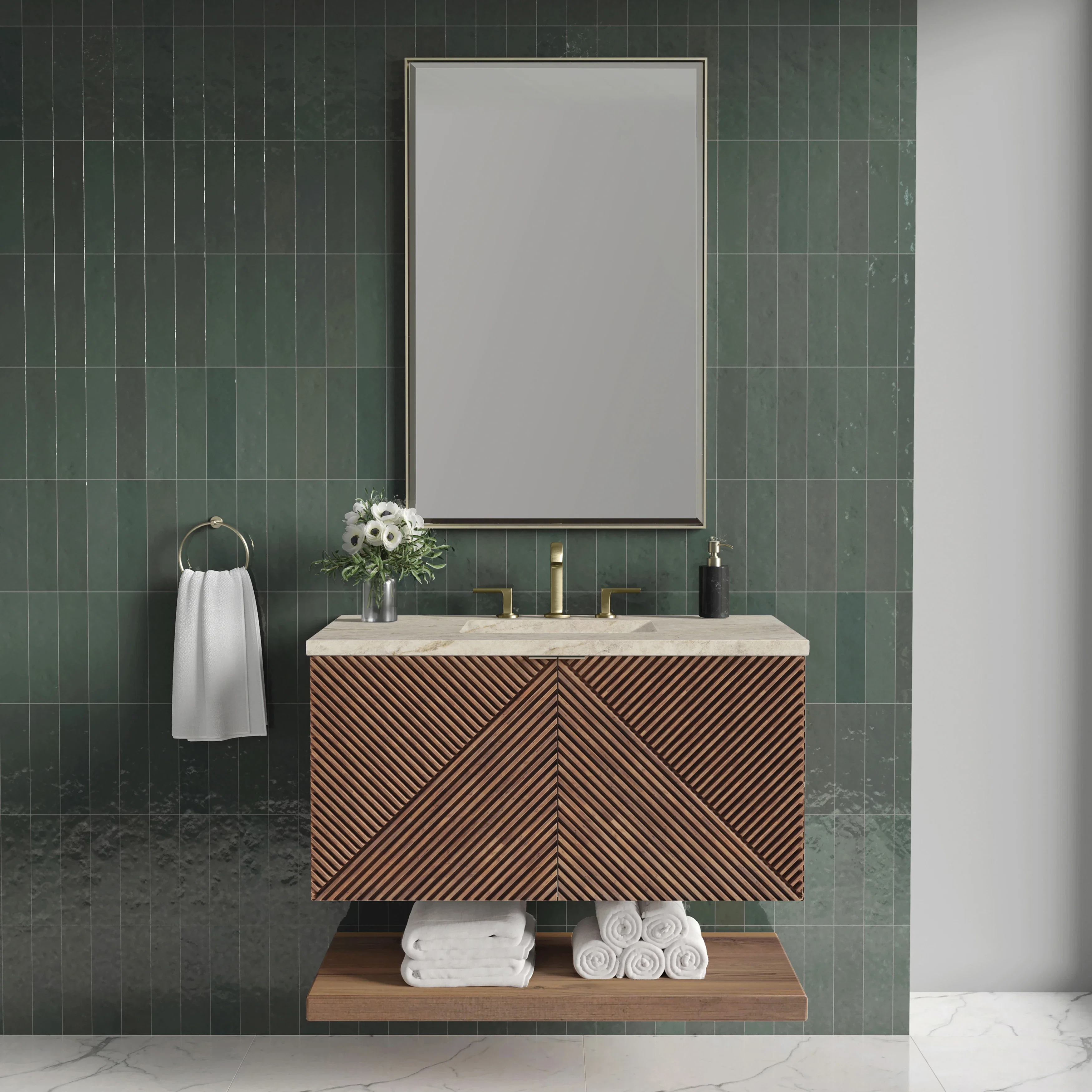 Marcello 36" Single Vanity, Chestnut, w/ 3 CM Tajnar Eclos Top