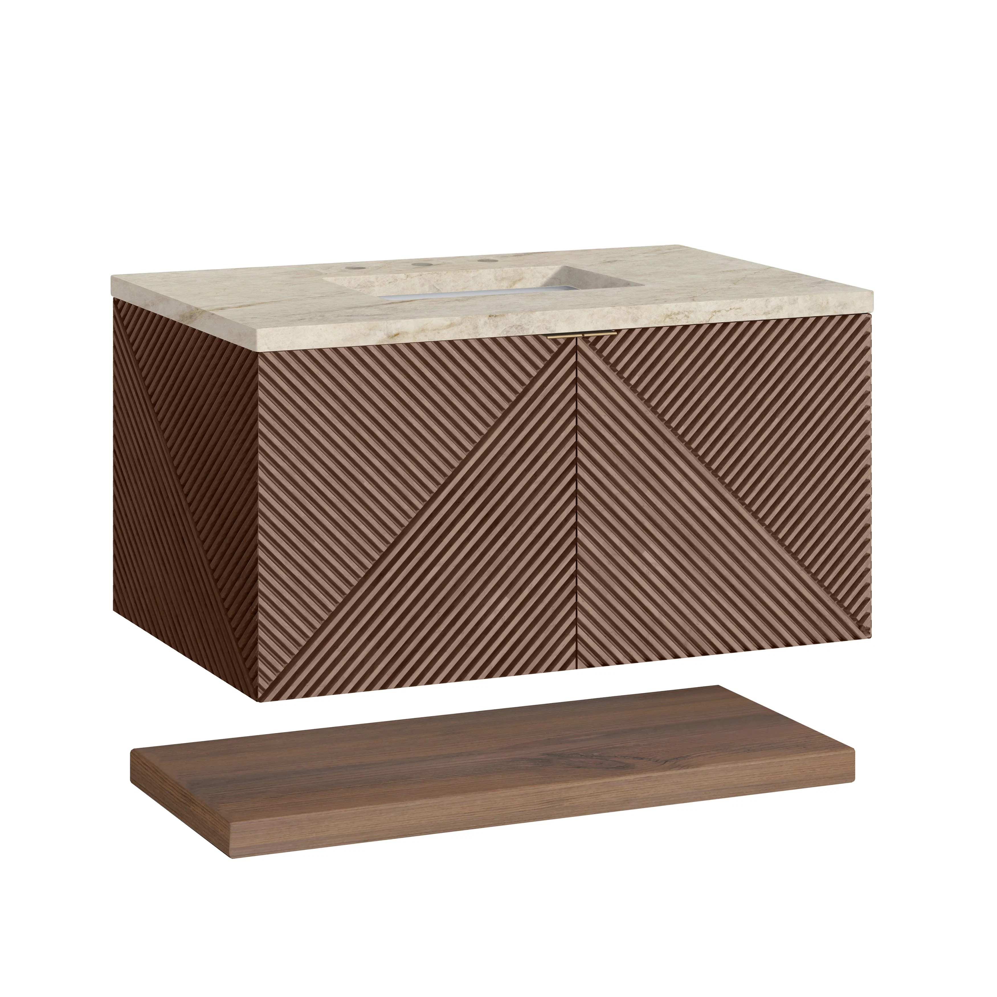 Marcello 36" Single Vanity, Chestnut, w/ 3 CM Tajnar Eclos Top