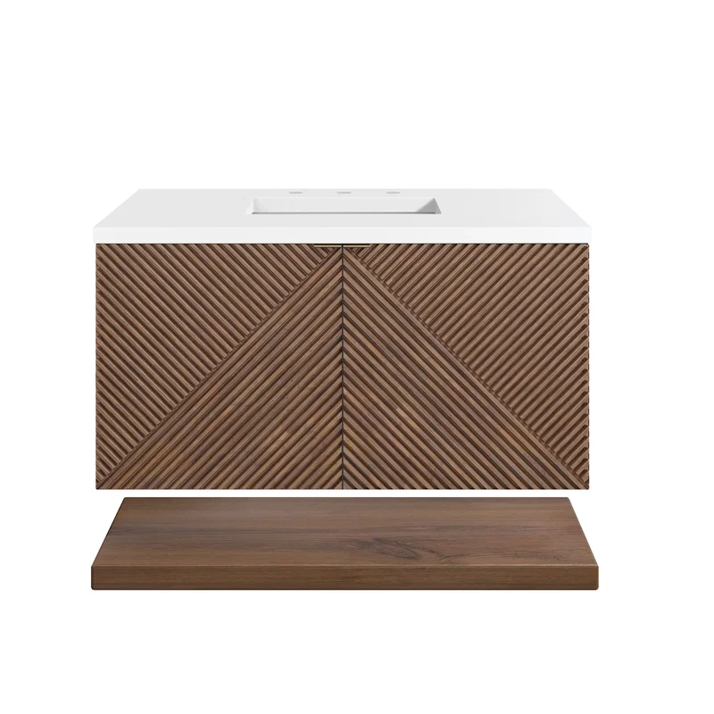 Marcello 36" Single Vanity, Chestnut w/ 3 CM White Zeus Top